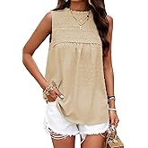 Womens Summer Tank Tops Casual Sleeveless Shirts Loose Fit Halter Neck Swiss Dot Chiffon Blouses Flowy