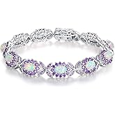 CiNily Fashion Sterling Silver or White Gold Plated Opal Bracelets for Bridal, Wedding, Prom, Party, Pageant, Evening Wear, Party Wear