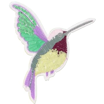 Ecusson Thermocollant Oiseau Colibri à Sequins 190x180 Mm