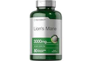 Horbäach Lions Mane Supplement | 3000mg | 80 Absorbable Softgels | Non-GMO & Gluten Free Extract