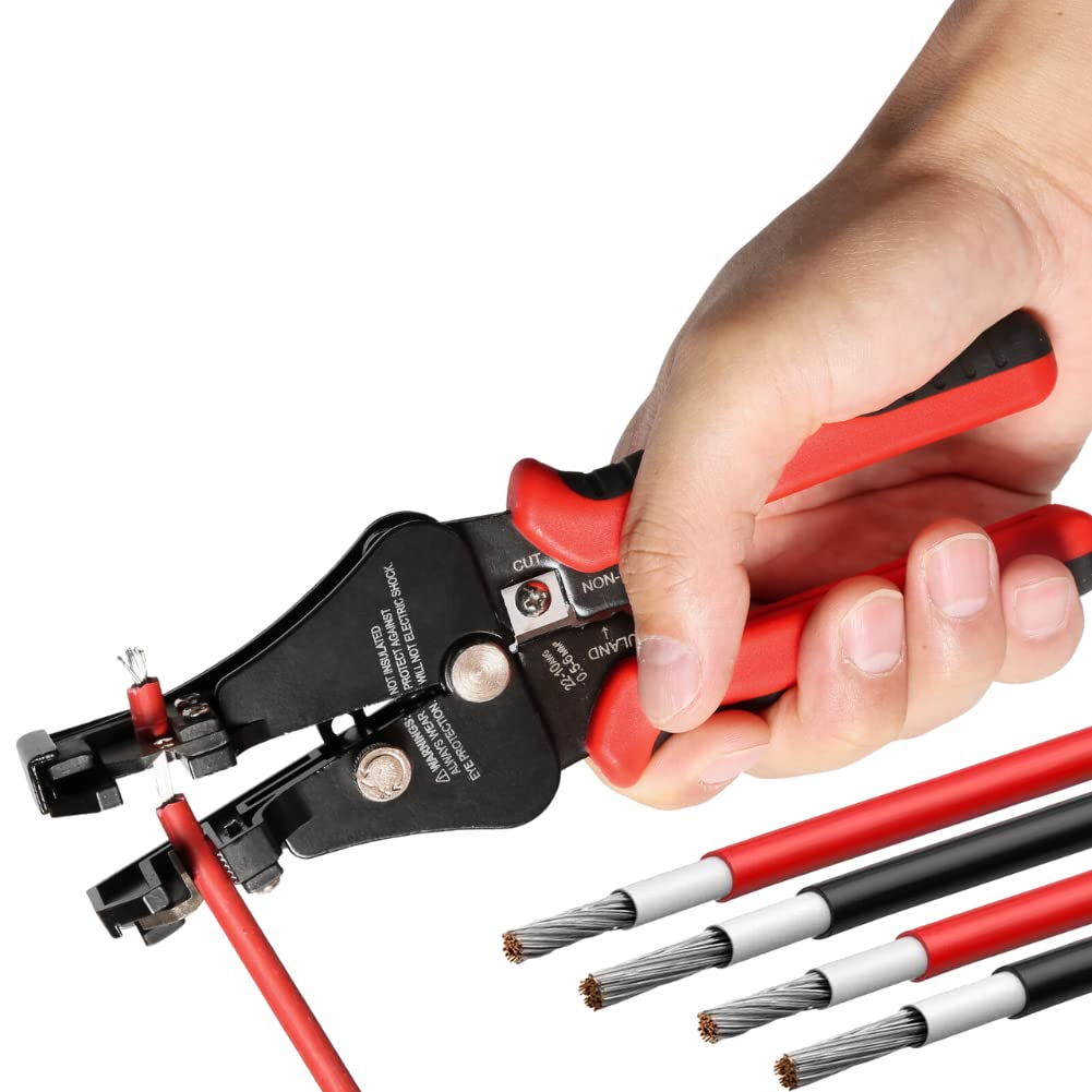 Jadeshay Wire Stripper,Automatic Wire Strippers Multifunctional Photovoltaic Solar Wire Stripping Plier Crimping Pliers Cable Cutter 2.5/4/6mm² Electrician Cable Stripper