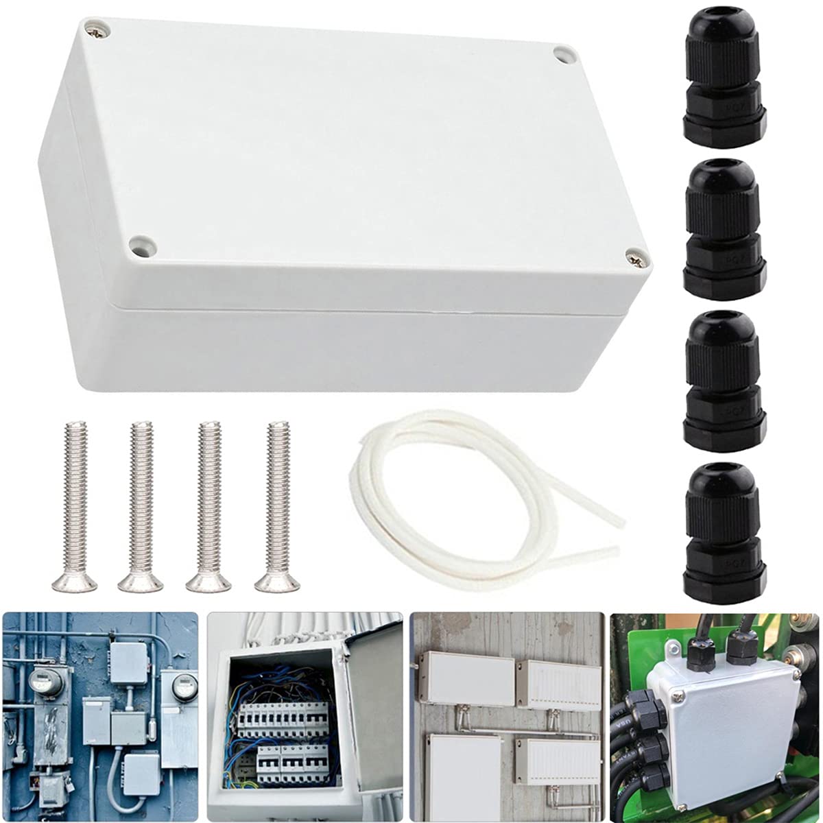 Youmile Electronic Project Box 200 x 120 x 56 mm Waterproof IP65 ABS Plastic Junction Enclosure Box for Outdoor Junction + PG7 Cable Gland