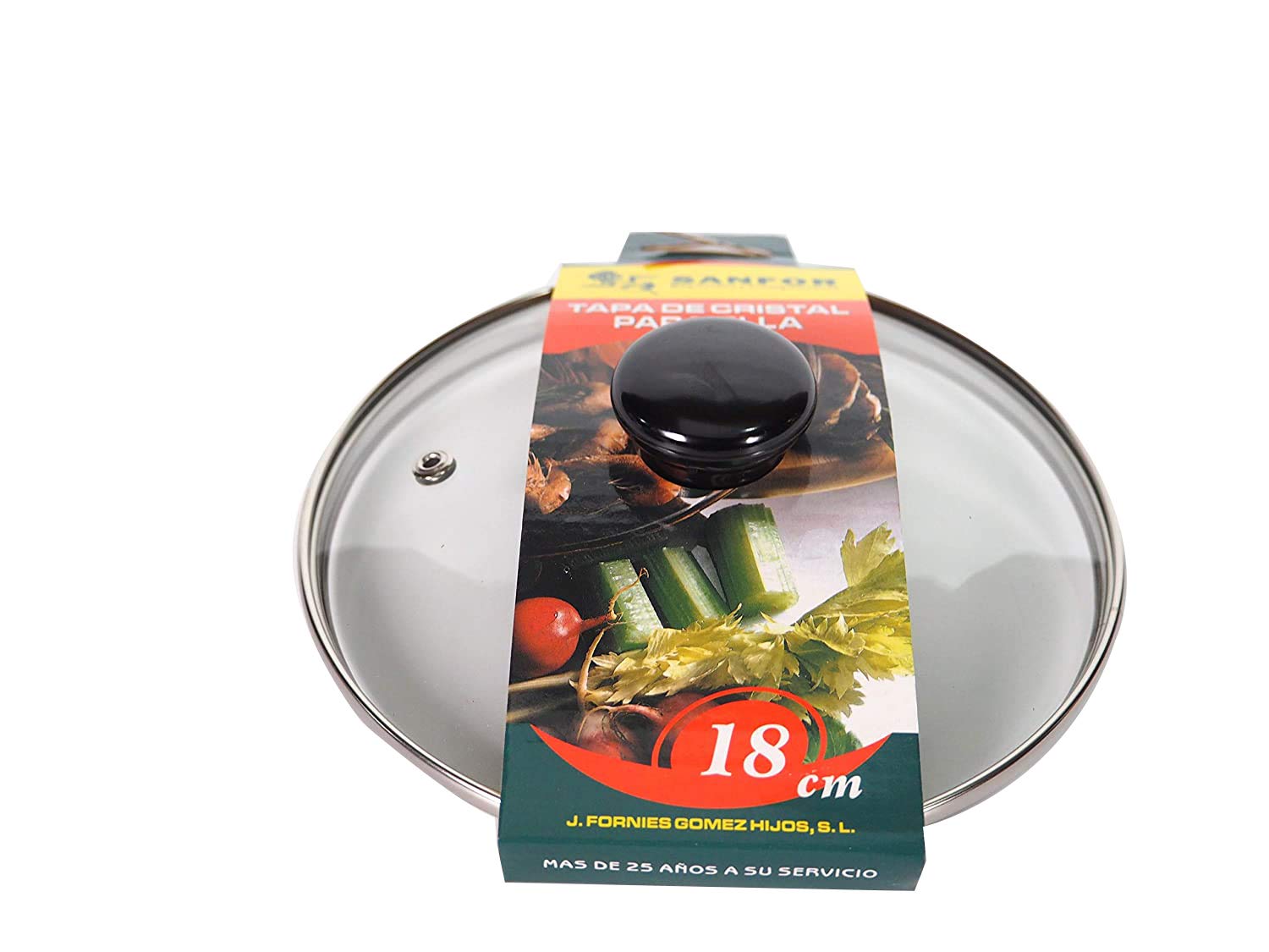 Sanfor 01142 Glass Lid | Pot and Pan | Universal Multipurpose | 18 cm | Transparent | Protective Edge