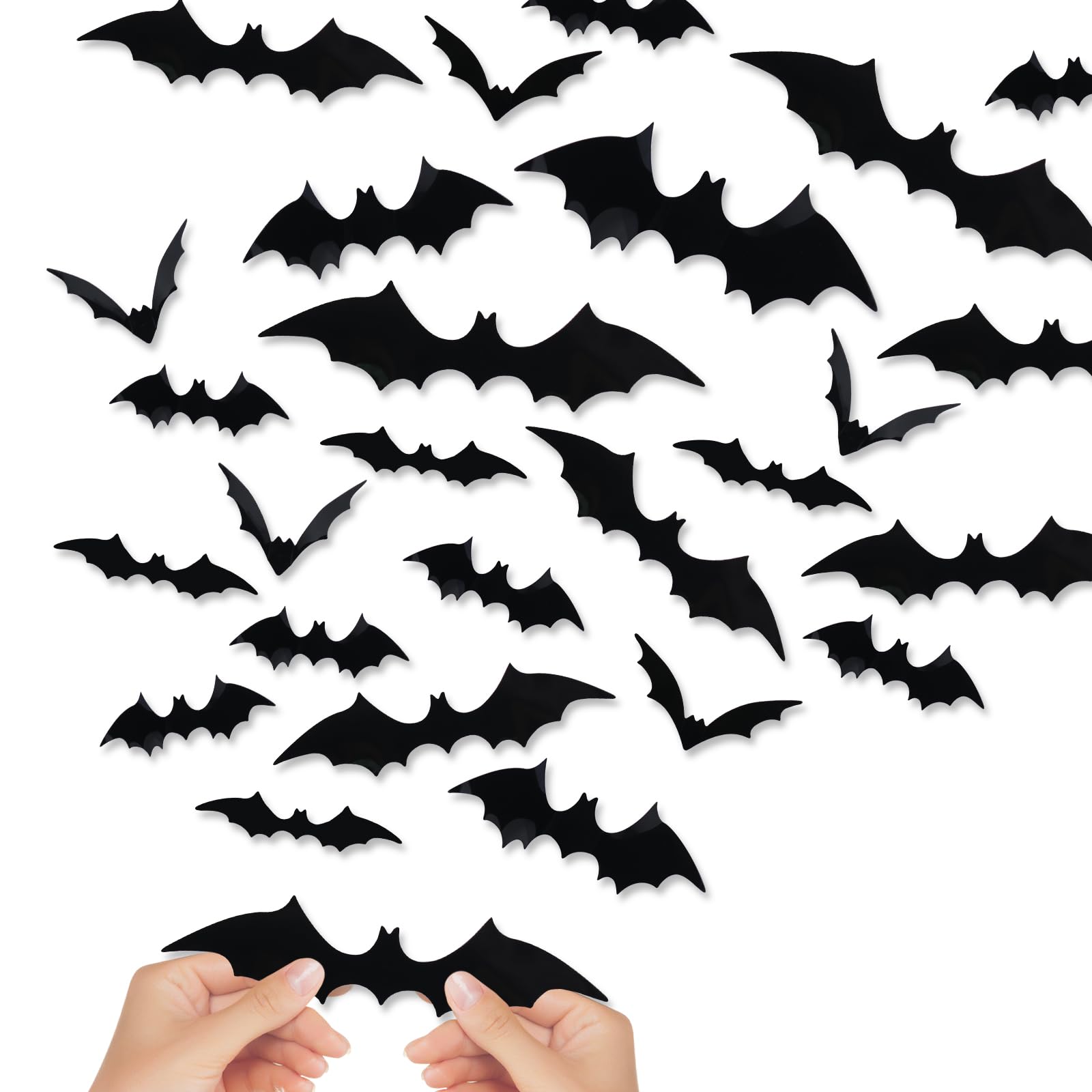 Photo 1 of Halloween Decorations, 120PCS Bats Halloween Decor Indoor Outdoor, Realistic PVC 3D Black Scary Bat Stickers Wall Decor for Party Decorations