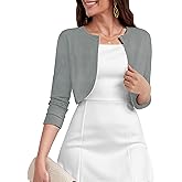 Heymoments Women's 3/4 Sleeve Casual Shrugs Lightweight Open Front Cropped Cardigan for Dresses