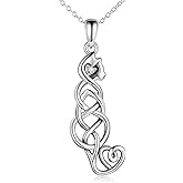 ONEFINITY Sterling Silver Cat Necklace Celtic Knot Viking Jewelry Crazy Cat Lady Gifts for Cat Lover for Women Her