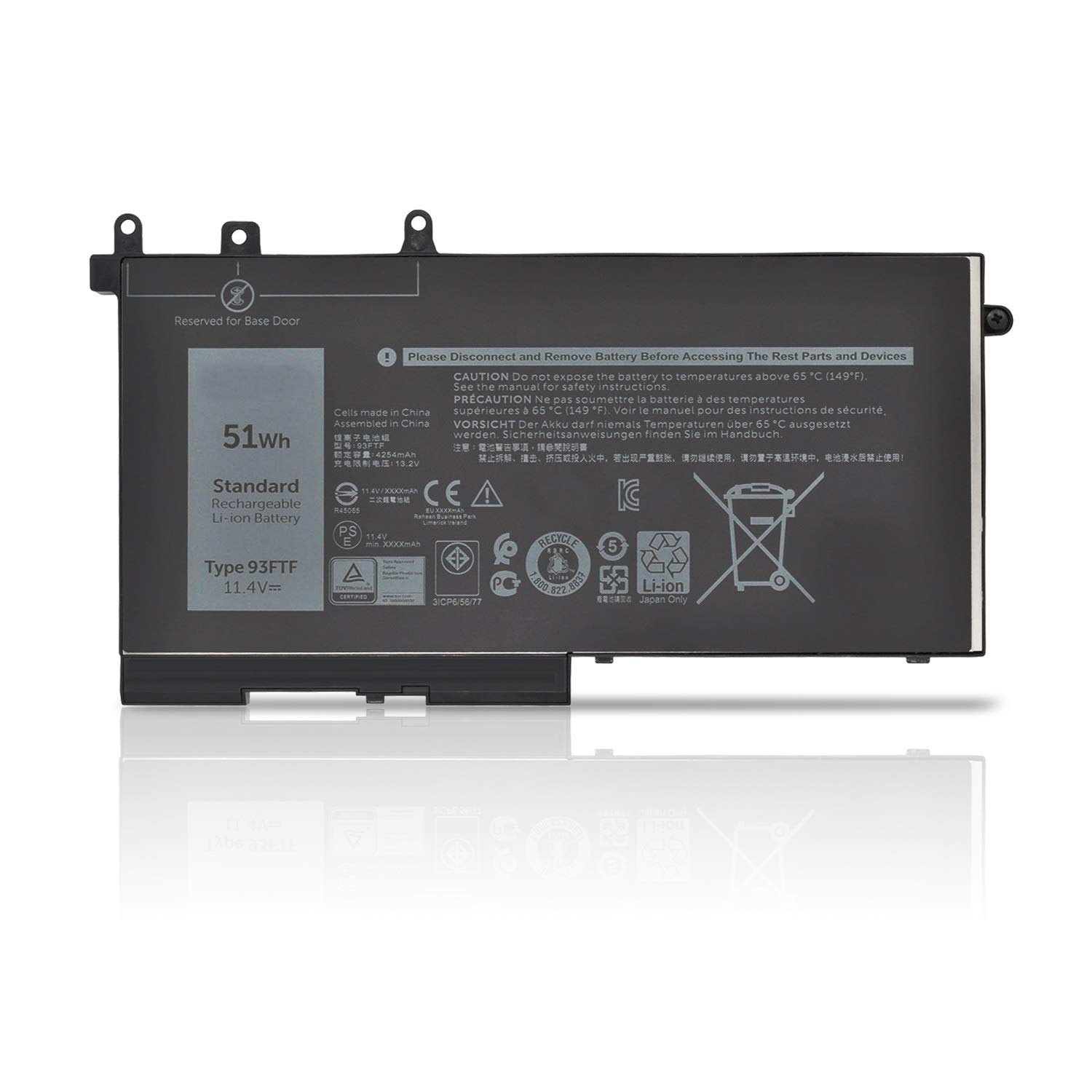 93FTF D4CMT GJKNX 3DDDG DJWGP DV9NT FPT1C GD1JP 83XPC 00JWGP 0DJWGP Laptop Battery Replacement for Dell Precision 15 3520 3530 Latitude 5280 5288 E5480 E5580 E5490 E5590 5491 5591 Series(11.4V 51Wh)