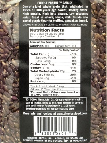 Certified 100% Organic Purple Prairie Barley Montana 454 g 16 oz