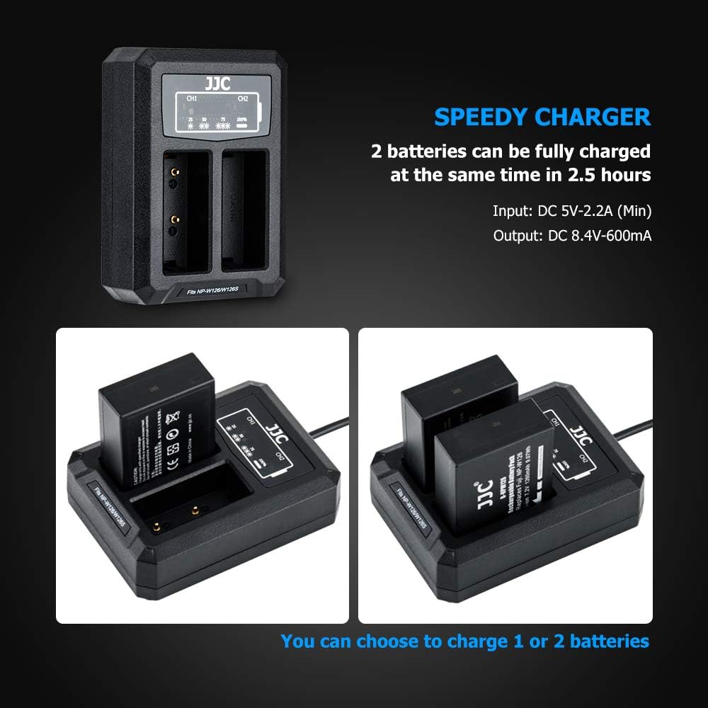 NP-W126 USB Dual Battery Charger for Fujifilm X100V, X-PRO3, X-PRO2, X-T3, X-T2, X-T1, X-T30, X-T20, X-T10, X-T200, X-T100 - Image 5