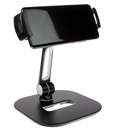 Sinland Unverselle Halterung 360° drehbar | Für Tablet, Handy, Smartphone & Kamera | Stabiler Alu-Fuß Schwarz Klein