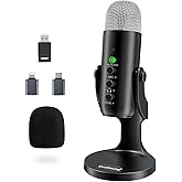 ZealSound Wireless Microphone for PC iPhone iPad &amp; Android, Cordless USB Mic with Noise Cancellation, Mute, Gain, Echo &amp; Zero-Latency Monitoring for Podcasting Streaming Gaming YouTube TikTok Video
