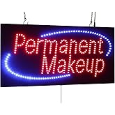 Permanent Makeup Sign, 24"x12", 60x30cm, TOPKING, LED, Neon, Florescent, Signage, Signboard, Display, Billboard, Screen, Grand Opening, Gift