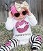 3 PC Newborn Infant Baby Boy Girl Daddy's Red Lips Dot Headband Romper Outfits