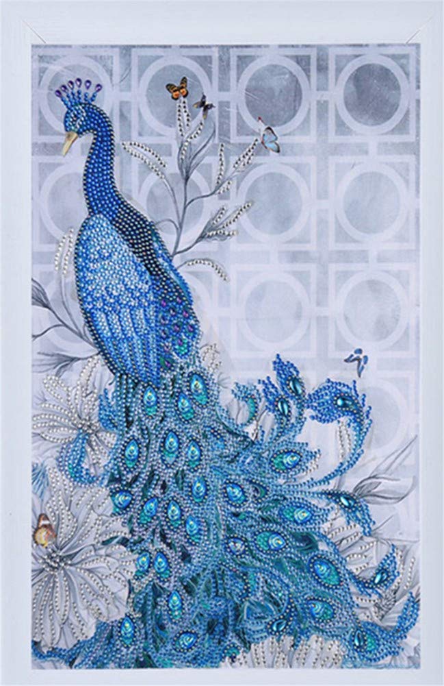 Diamond Painting DIY 5D Special Shape Rhinestones, ABEUTY Red Mandala Floral Flowers, Partial Drill Crystal Diamond Art Kits (Left)