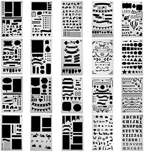 20Pcs Bullet Journal Stencil Set Durable Plastic Planner DIY Drawing Template, Over 1000 Different Patterns for Notebook Diary Scrapbook Craft Projects Over 1000 Different Patterns