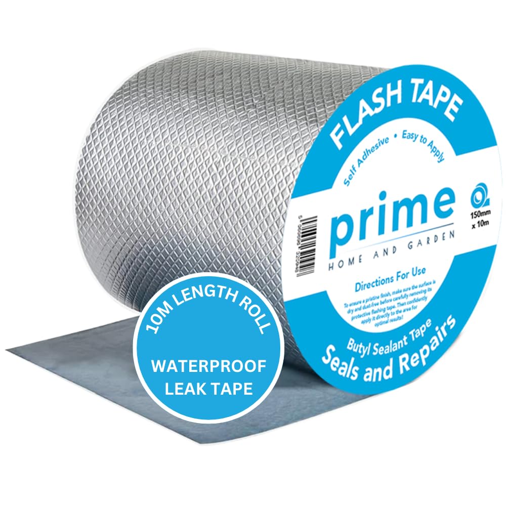 Butyl Flash Tape 150mm(15cm) x 10m for Roof and Waterproof Tape for Leaks Repair Aluminum Coating Flashing Repair Sealant Seal Strip for Repairing Roof Crack, Gutter and Holes - 6 Inch