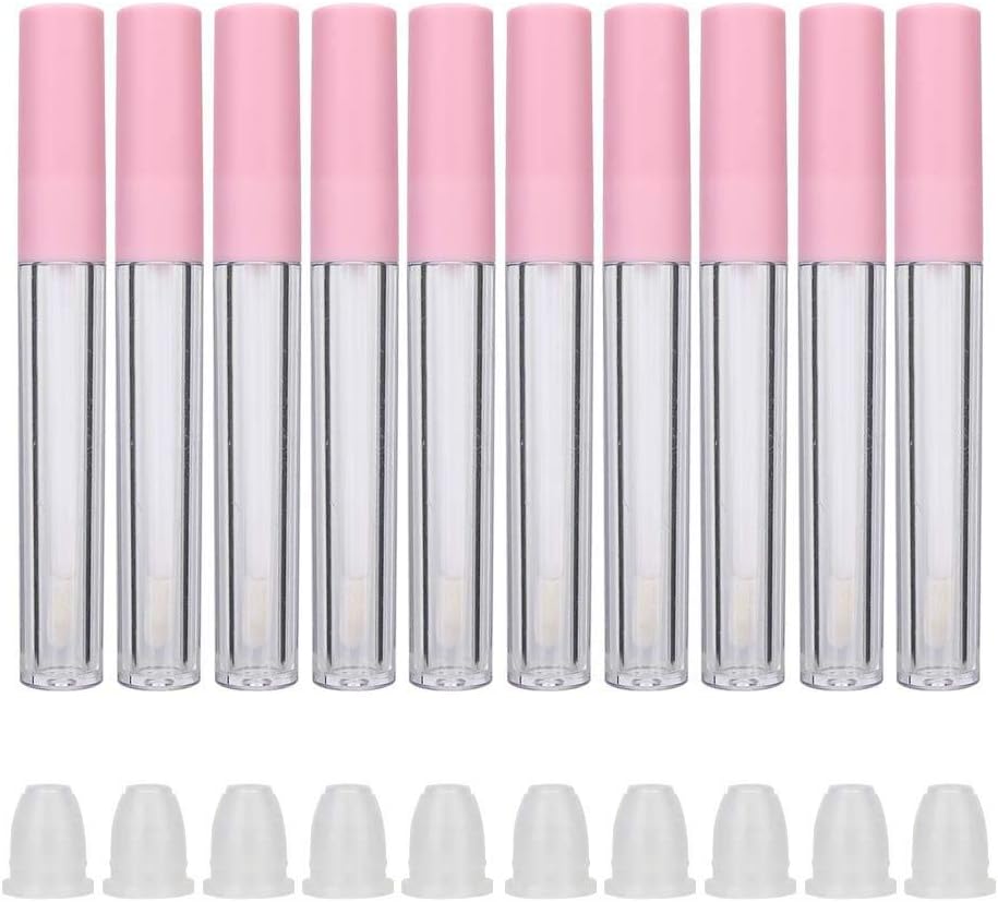 Qiterr Lip Gloss Tubes, 10pcs Refillable Lip Gloss Bottle DIY Empty Lip Balm Tube Container Makeup Tool Accessories, for Store Lip Glaze, Lip Gloss, Lip Oil, Lip Dye Fluid (2.5ml/pc)(Pink)