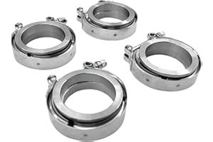 WELLBOX 2.25 Inch V Band Clamp 4Pcs with Flange Male Female 304 Stainless Steel,2.25 V Band For Pickup Truck Turbo Downpipe Exchange Exhaust Systems