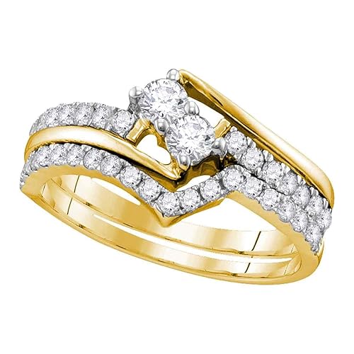 Jewels By Lux Corazones Juntos Conjunto de Banda de Anillo Nupcial para Mujeres 5