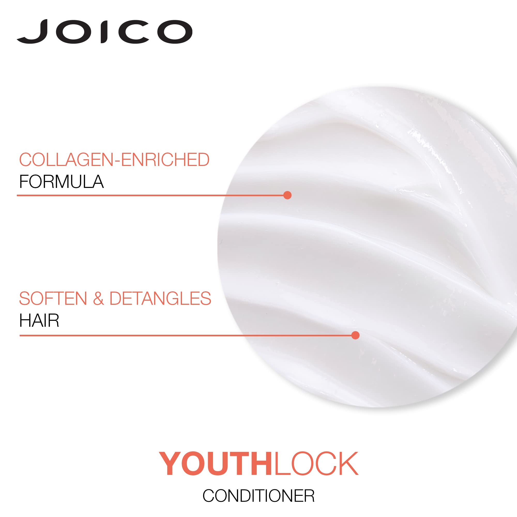 Joico YouthLock Conditioner Formulated with Collagen | Youthful Body & Bounce | Soften and Detangle Hair | Boost Shine
