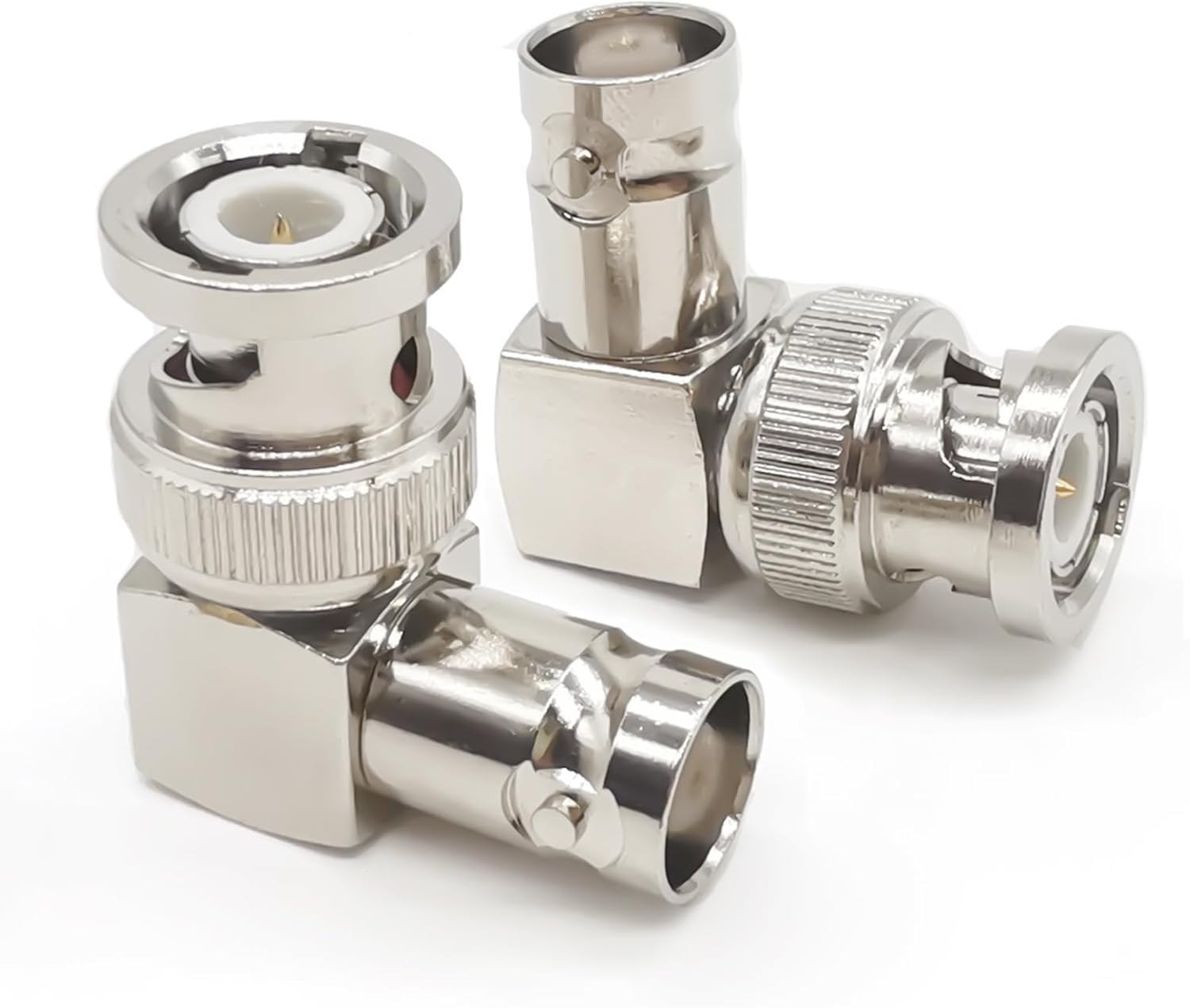 HiAoey 2-Pack BNC Male to Female 90 Degree Right Angle Adapter, Ideal for Ham Radio, CCTV, Security Cameras & More