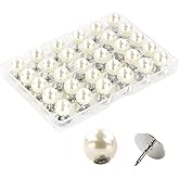 ZENGLU No-Sew Pearl Buttons, 30 Sets of 2/5 inch Removable Reusable Brooch Pins for Shirts, Blouses, Dresses, Sweaters, Shawls for Women (10mm/White)