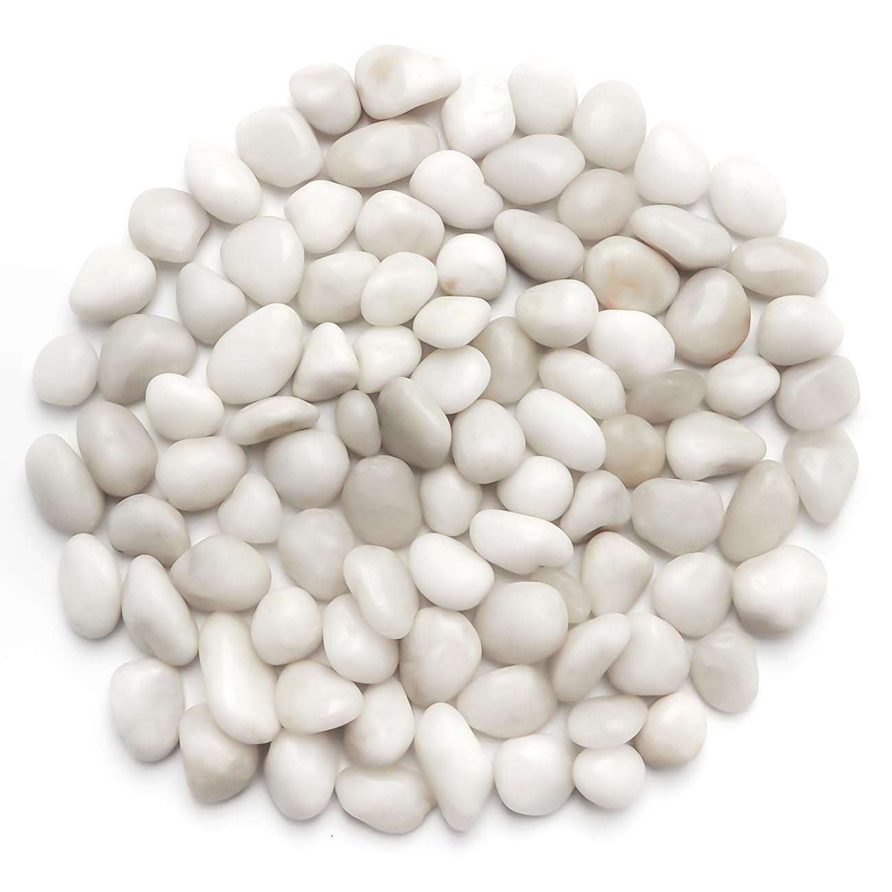 Photo 1 of 1 Pack 5 Lbs Random Color River Rocks for Plants,0.8-1.5 Inch Decorative Ornamental Pebbels, High Polished Stones for Garden Landscaping, Smooth Gravel Filler, Succulents, Fish Tank, White/Yellow