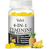Yalei 4-in-1 Nuora Premium Feminine Balance Gummies & PH Balance Gummies for Women - Immune Support & Healthy Odor & Flora - Vegan,Non-GMO - Hawaiian Pineapple,60 Count