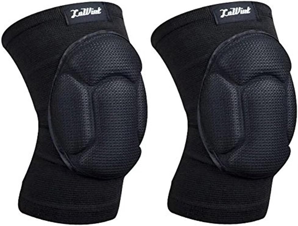 Luwint Protective Thick Sponge Knee Pads Knee Brace - High Elastic Non-Slip Basketball Volleyball Knee Sleeves Support for Gardening Weightlifting Running Gym Yoga, 1 Pair Unisex : Industrial & Scientific