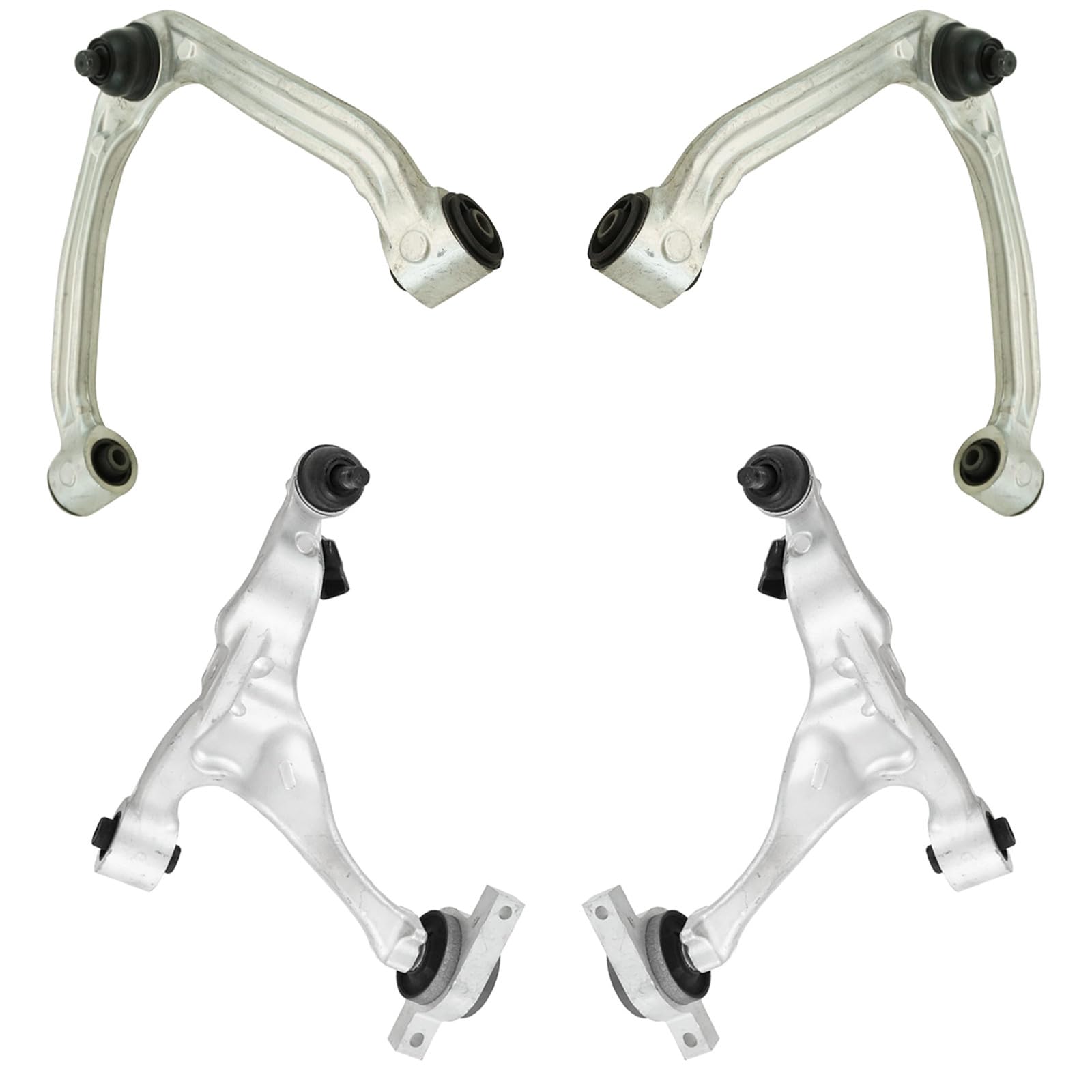 TRQ Front Upper and Lower Control Arm with Ball Joint Set 4 Piece Compatible with 2006-2010 Infiniti M35 2006-2010 M45 Image