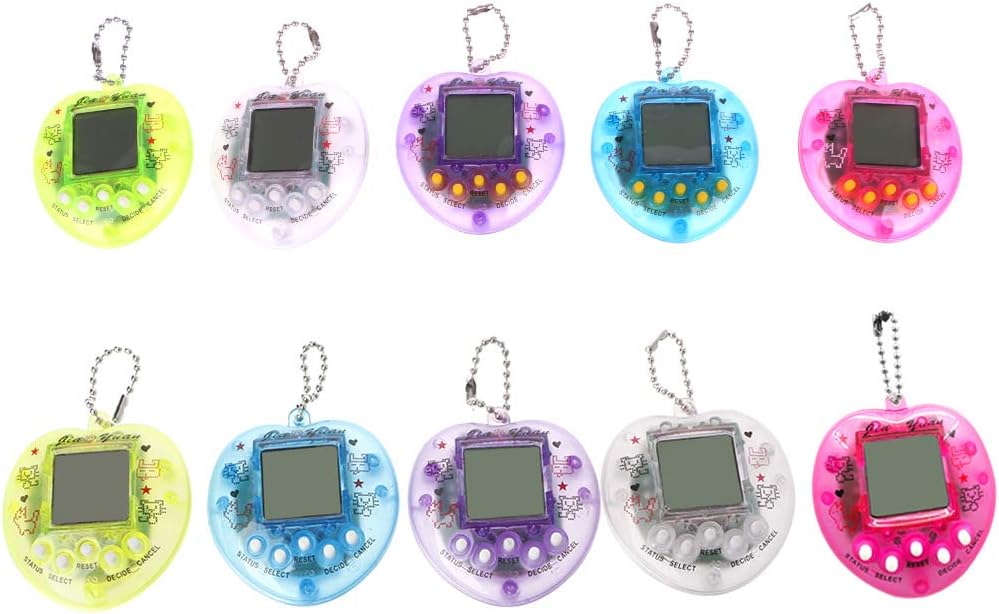 Haayward 1PC Cute Heart Shape LCD Virtual Digital Pet Electronic Game Machine, with Keychain, Child Gift