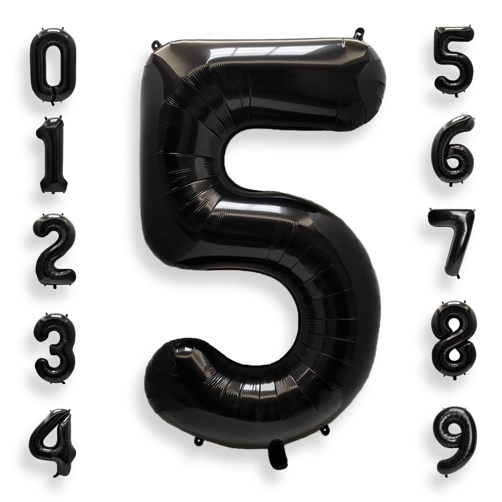 Photo 1 of AULE 40 Inch Big Black 5 Balloon Number Large Foil Helium Number Balloons 0-9 Jumbo Giant Happy 5th Birthday Party Decorations for Boy or Girl Huge Mylar Anniversary Party Supplies