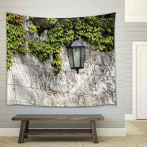 Window Covered with Green Ivy - Fabric Wall Tapestry Home Decor - 51x60 inches
