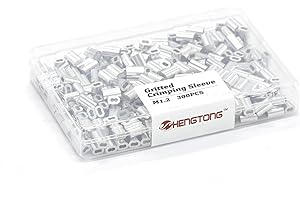 HENGTONG 3/64" Aluminum Crimping Loop Sleeve 300PCS, M1.2 Wire Rope Sleeve Cable Crimp Ferrules for Wire Rope and Cable