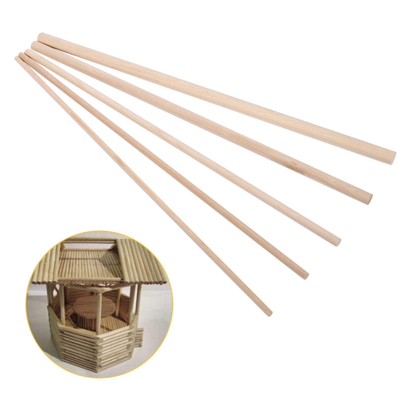 Wooden Sticks, 10PCS 30cm DIY Wooden Arts Craft Sticks Wood Dowels Rods Pole(8MM*30CM)