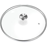 CUKISIKUC 11 inch Tempered Glass Lid, Versatile Round Replacement Glass Cover for 11 inch Skillets, Pots and Pans, and Dutch Ovens - Dishwasher and Oven Safe up to 400°- 28CM