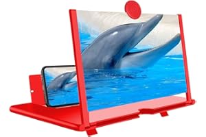DCZONIHUP Phone Screen Magnifier, Screen Amplifier 3D HD Screen Projector with Foldable Stand, Phone Screen Magnifier for Watching Movies, Videos, Games and Reading, Compatible with All Phones (Red)