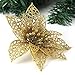 Ninko 10 Pcs 15 cm Artificial Hollow Poinsettia Gold Flower For Christmas Tree Wreath House Decoration Flower With Shining Edge