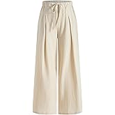 winkbay Women's Wide Leg Flowy Pants Dressy Casual Drawstring Elastic Waist Loose Trousers