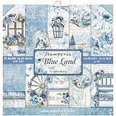 Stamperia International KFT Block 10 sheets - Double Face Blue Land, 30.5 x 30.5 (12" x 12"), Multicoloured