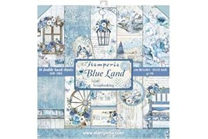 Stamperia International KFT Block 10 sheets - Double Face Blue Land, 30.5 x 30.5 (12" x 12"), Multicoloured