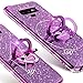 Galaxy Note 9 Case, Glitter Cute Girly Bling Diamond Rhinestone Bumper with Ring Kickstand Slim Thin Soft Protective Samsung Galaxy Note 9 Phone Case for Girl Women Released 2018 - Purple