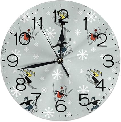 Horloge Murale Horloge Murale Decorative De Ski Silencieuse Non Tic Tac Rond Facile A Lire Decoratif Pour La Maison Bureau Horloge Scolaire Amazon Fr Cuisine Maison