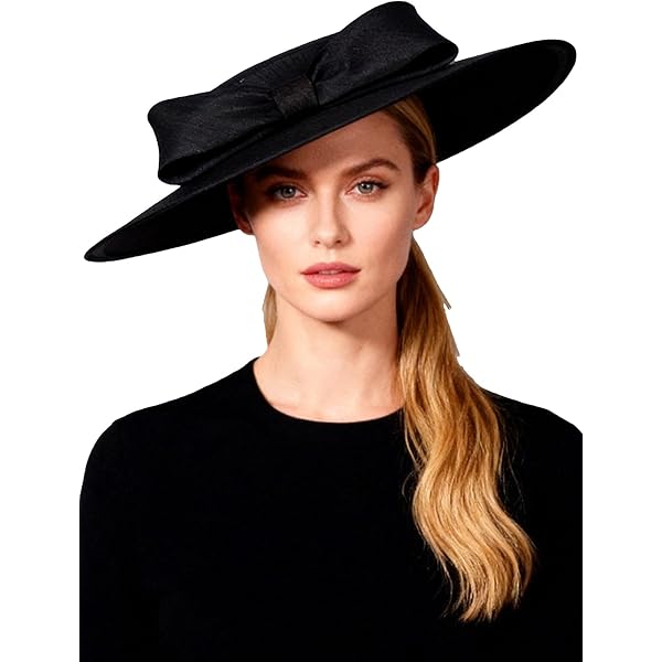 Wide Brim Hats for Women Lady Big Bowknot Formal Church Occasion Kentucky Cap  Wedding Bride Cocktail Tea Party Flat Top Fascinator Beige White at Amazon Women's  Clothing store