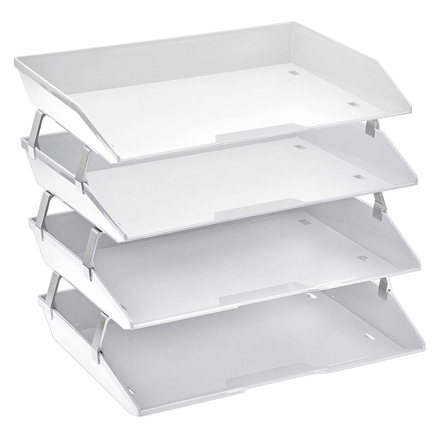 Acrimet Facility 4 Tier Letter Tray, Side Load, Letter Size/A4, Desktop File Organizer, Plastic (White)
