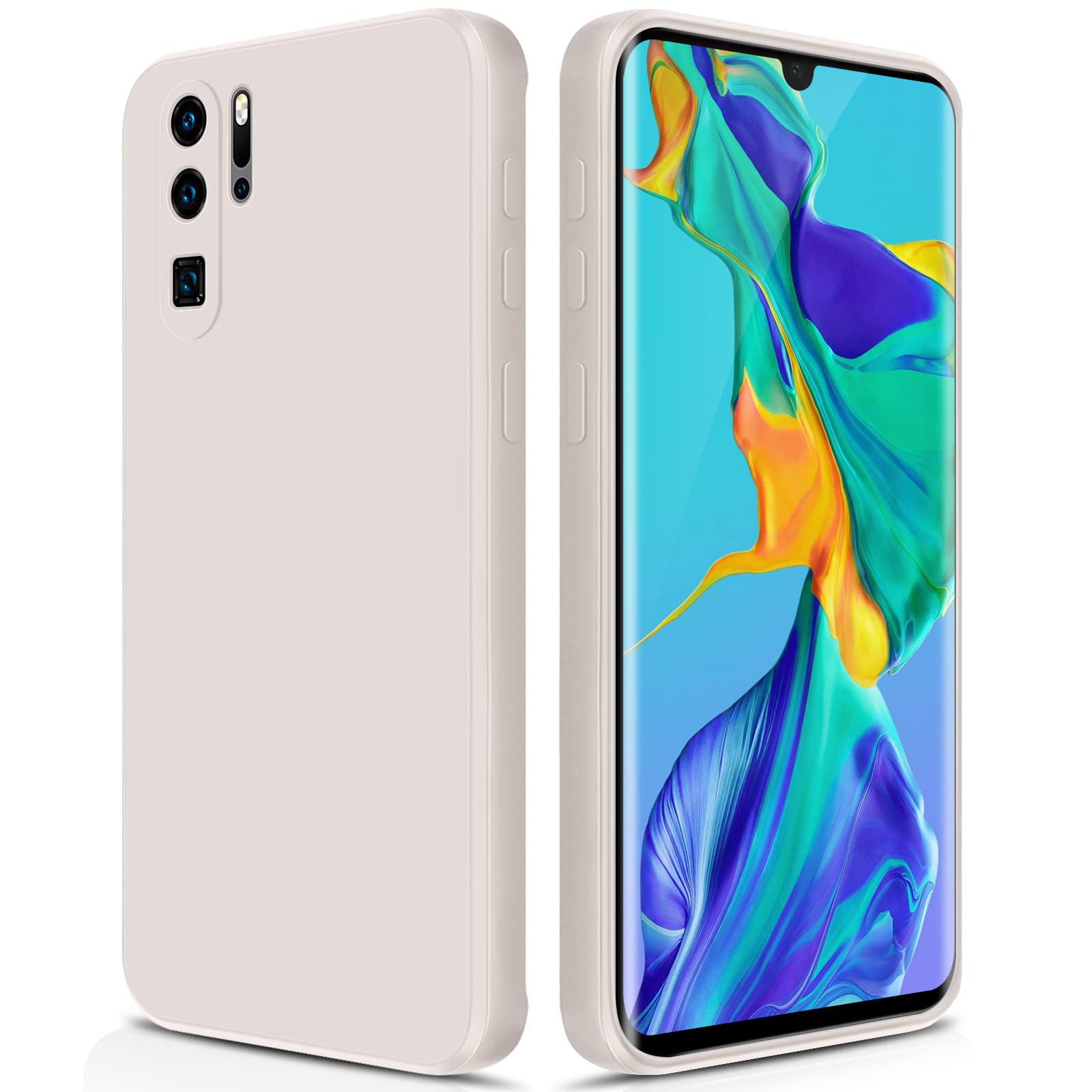 GiiYoon Case Compatible with Huawei P30 Pro, Silky-Soft Touch Full-Body Protective Phone Silicone Case, Shockproof Cover with Microfiber Lining, off white โ image 1