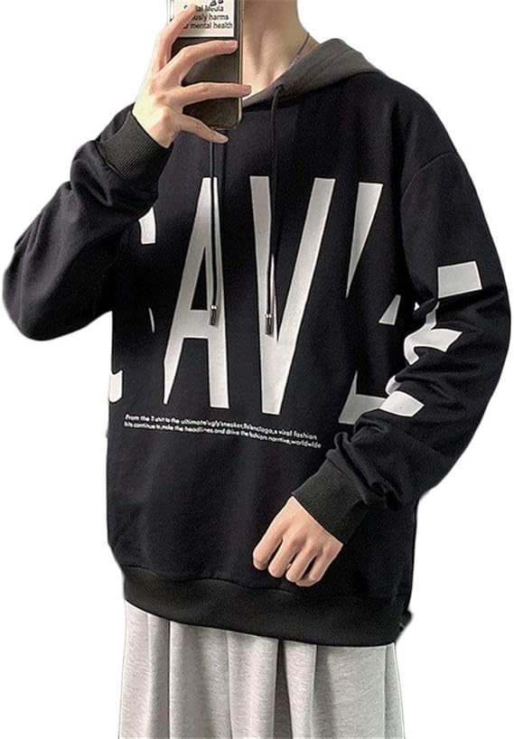 Amazon フ二ンー パーカー メンズ トレーナー 長袖 Tシャツ プリント おしゃれ ゆったり フード付き 大きいサイズ プルオーバー 秋服 人気 服 韓国風 トレーナー パーカー 通販