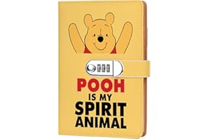 ZWYQWN Cartoon Pooh Bear is My Spirit Animal Leather Combination Lock Notebook Gifts for Women Men Pooh Bear Fans Gifts TV Movie Lover Gifts Birthday Christmas Gifts for Son Daughter (pooh)