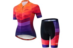 PSPORT Women's Cycling Clothing Suits Short Sleeve Bike Jersey Sets Summer Cycling Clothes Road Biking Outfits