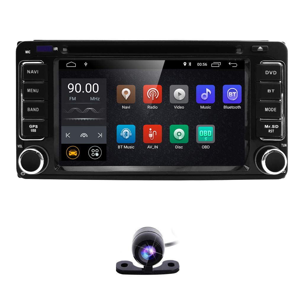 hizpo 6.2 Inch 2 Din Car Navigation Android 8.1 Touch Screen DVD Player AM FM Radio Fit f or Toyota RAV4 Corolla Camry Tundra 4Runner Previa Highlander Yaris Prado Hilux+ Reversing Backup Camera